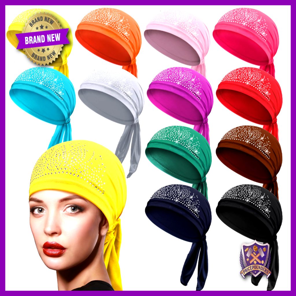 Stretchy Rhinestone Head Wrap Bandana Beanie Turban Cap Skull Cap Headbands